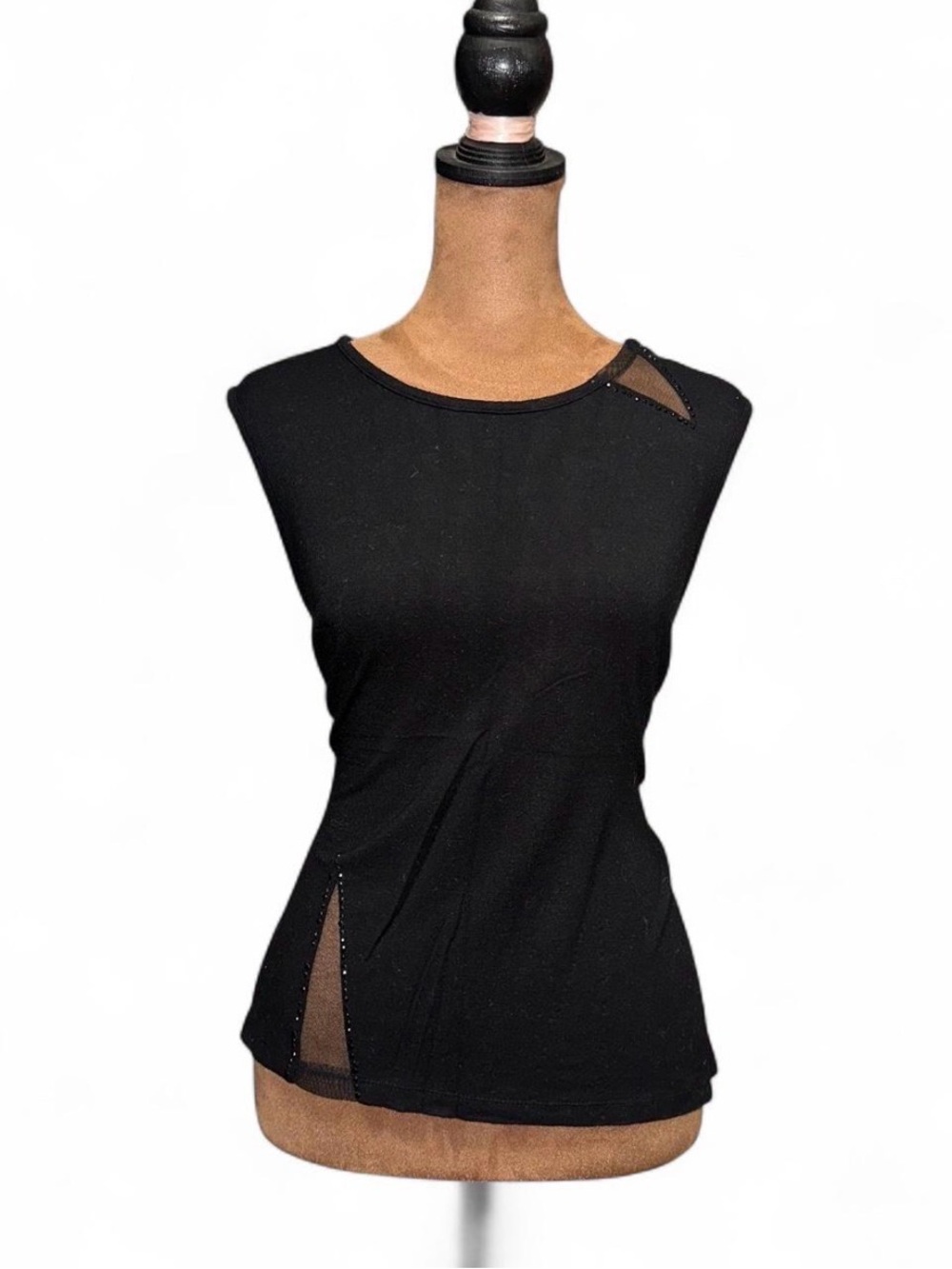 Classic Black Sleeveless Mesh-Accent Women's Top Mossimo Y2K